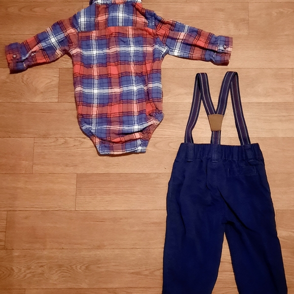 SOLD Carter's Piece Set,Flannel Shirt/Suspender Pants - Picture 8 of 8